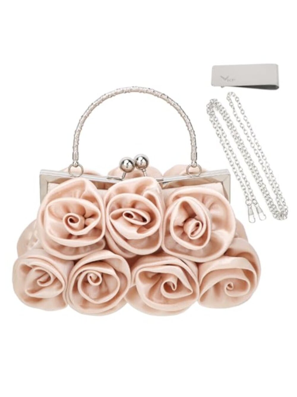 Satin Evening Clutch with Detachable Strap & Money Clip